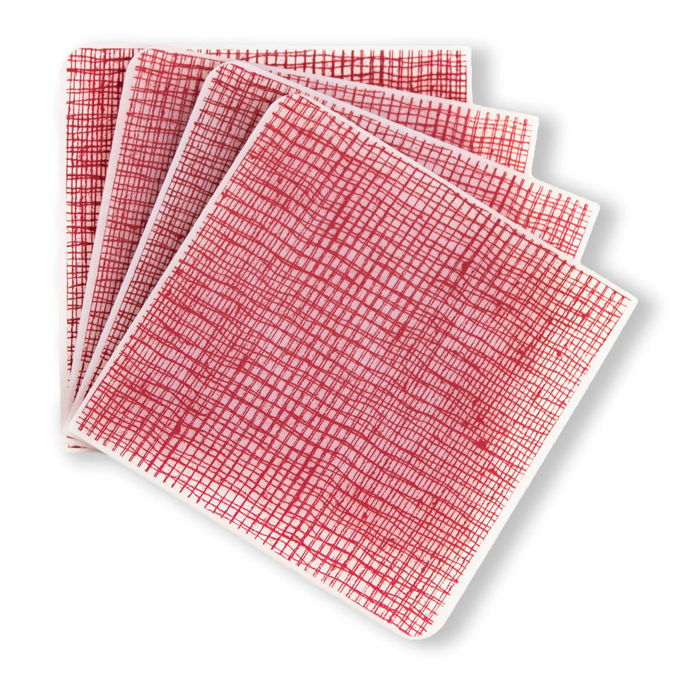 Coasters : Linen - Cranberry Set of 4