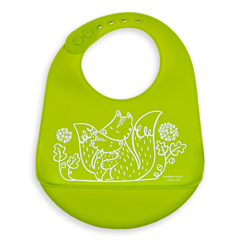 Bucket Bib : Foxes - Lime Green