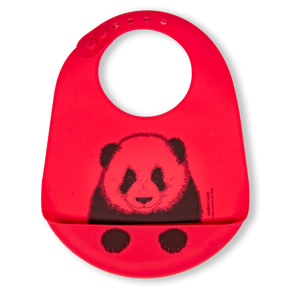 Bucket Bib : Peeking Panda - Lucky Red