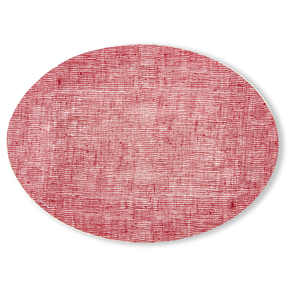 Placemat Oval : Linen - Cranberry