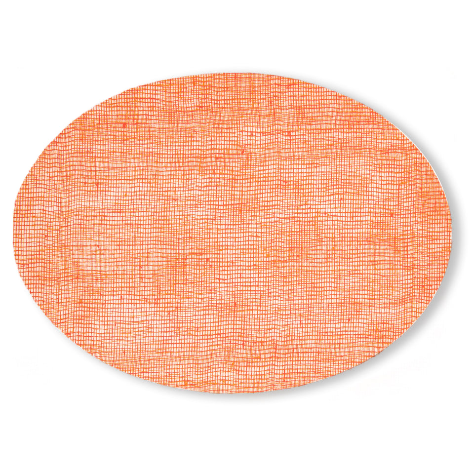 Placemat Oval : Linen - Tangerine